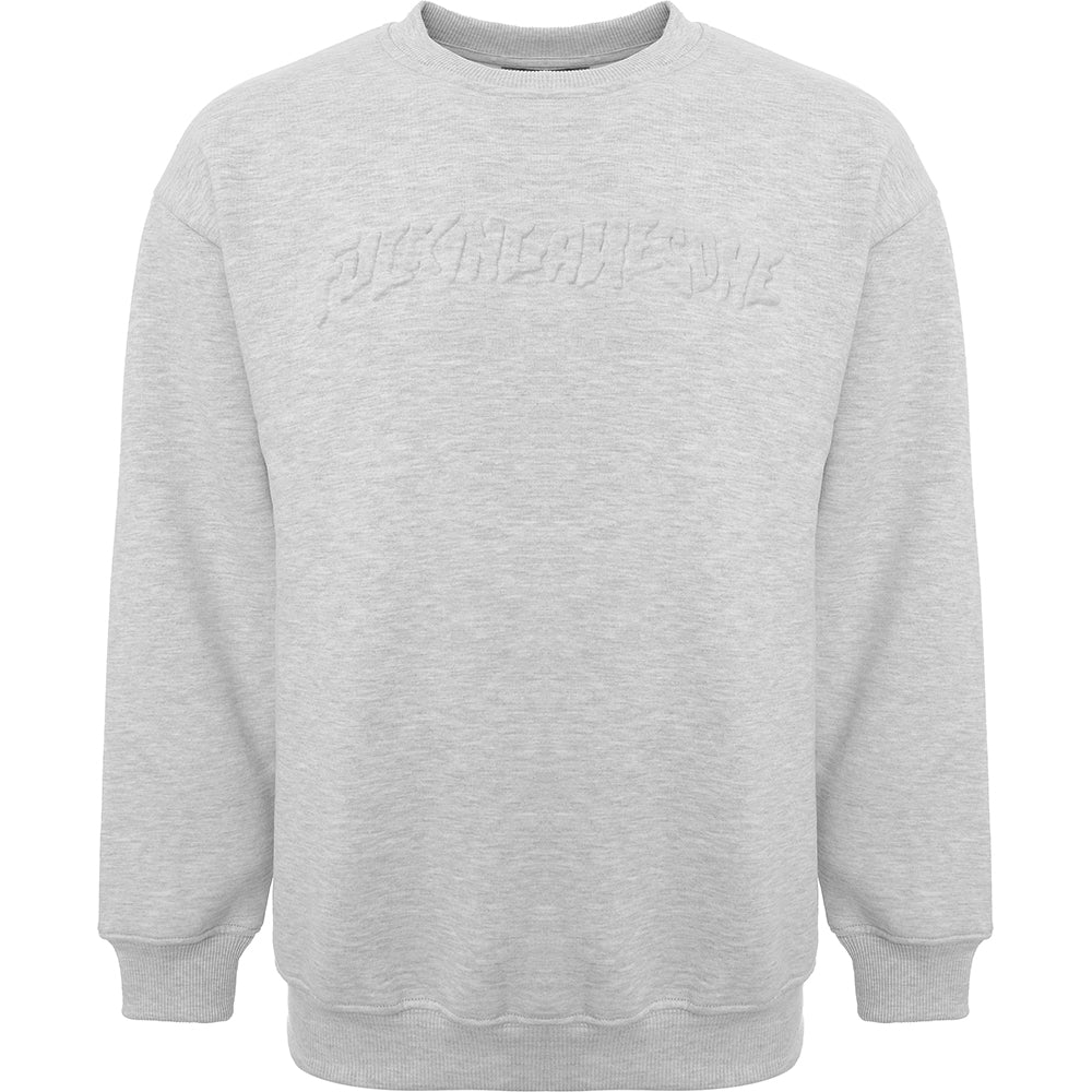 Mens FKN Awesome Stamp Embossed Crew Sweat in Grey