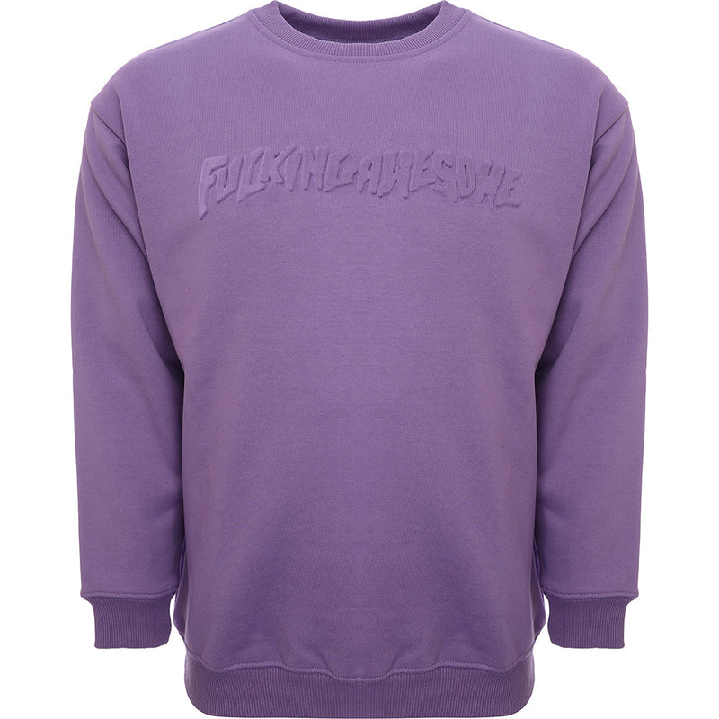 Mens FKN Awesome Stamp Embossed Crew Sweat in Purple