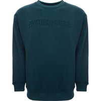 Mens FKN Awesome Stamp Embossed Crew Sweat in Teal