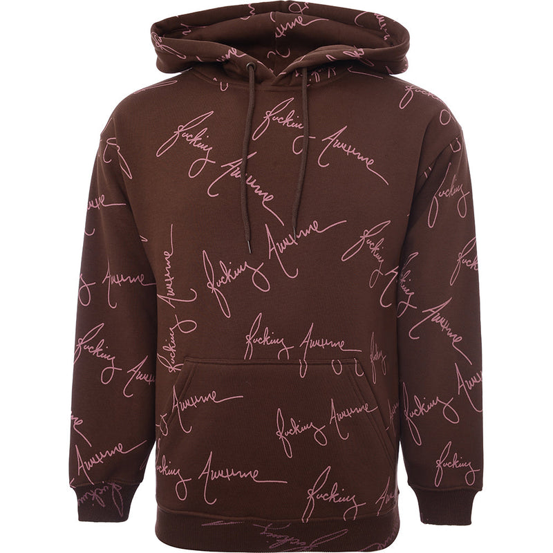 Mens FKN Awesome Cursive Hoodie in Brown