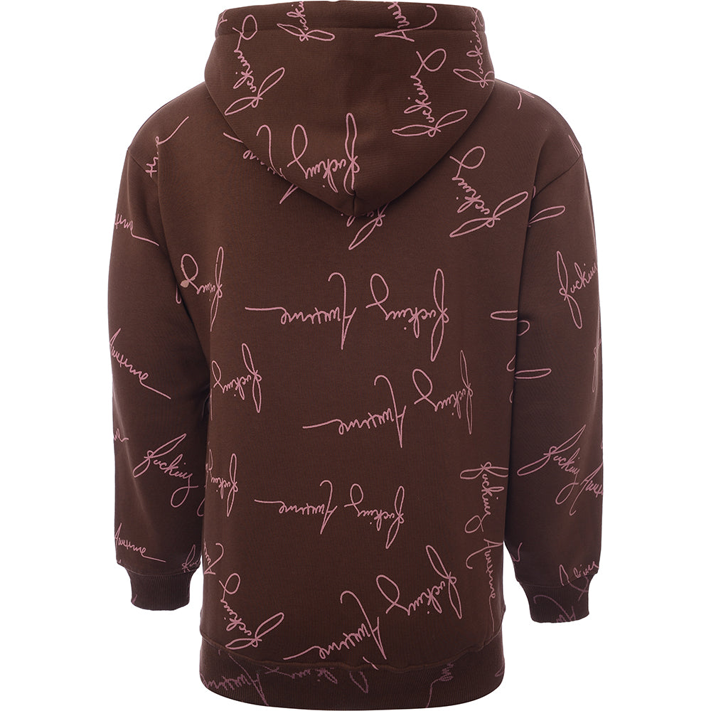 Mens FKN Awesome Cursive Hoodie in Brown