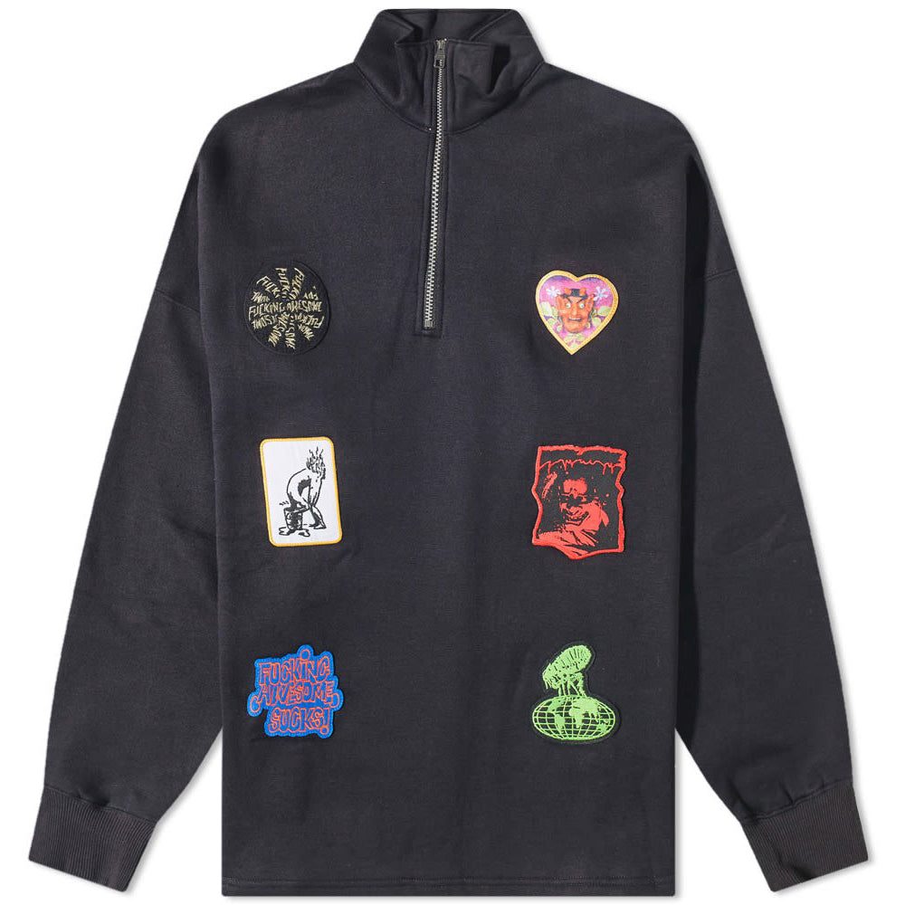 Mens FKN Awesome Patches Quarter Zip Sweat