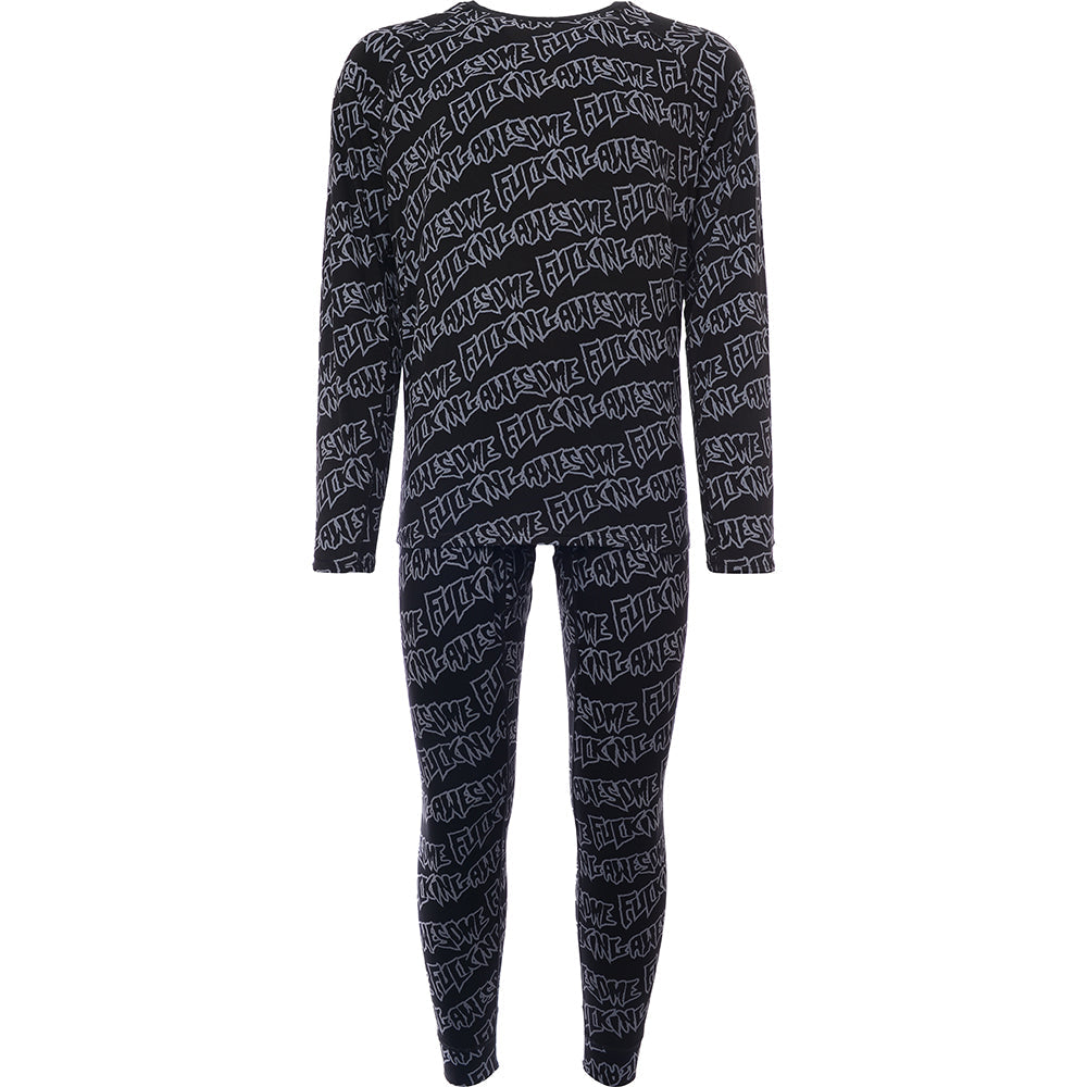 Mens FKN Awesome Stamp Base Layer Set in Black