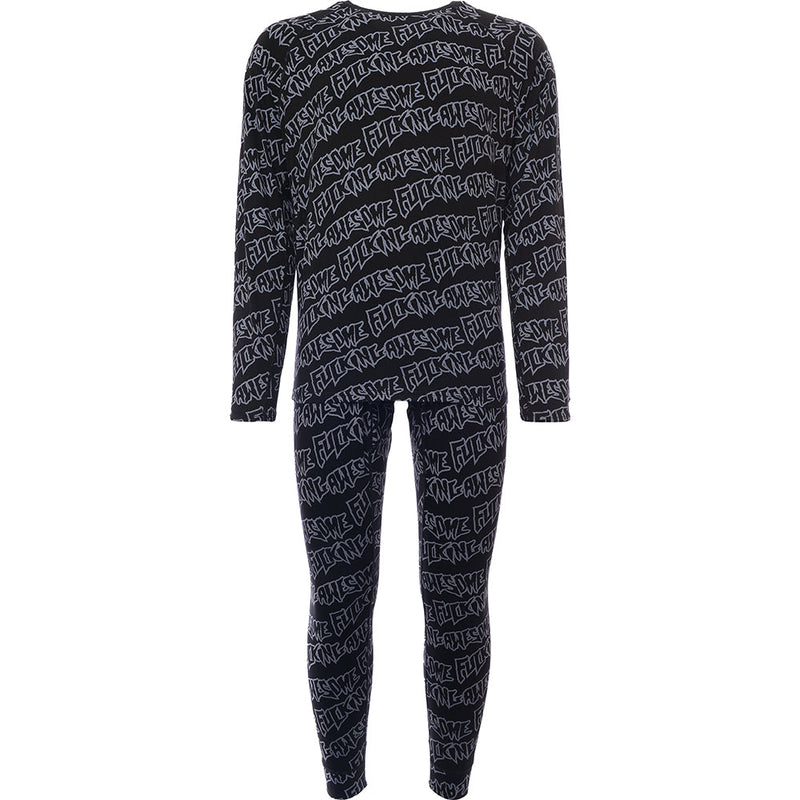 Mens FKN Awesome Stamp Base Layer Set in Black