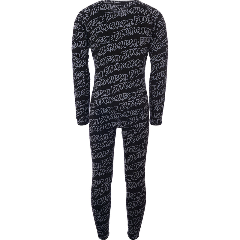 Mens FKN Awesome Stamp Base Layer Set in Black