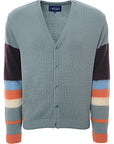 Awake NY Men's Green Striped Sleeve Mohair Cardigan