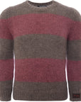 Mens Raf Simons Striped Mohair Crew Knit in Brown