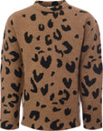 Mens Jil Sander Leopard Mohair Crew Knit in Beige