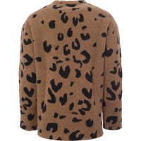 Mens Jil Sander Leopard Mohair Crew Knit in Beige