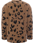 Mens Jil Sander Leopard Mohair Crew Knit in Beige