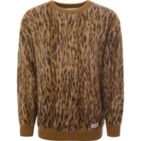 Mens Wacko Maria Leopard Mohair Crew Sweat in Brown