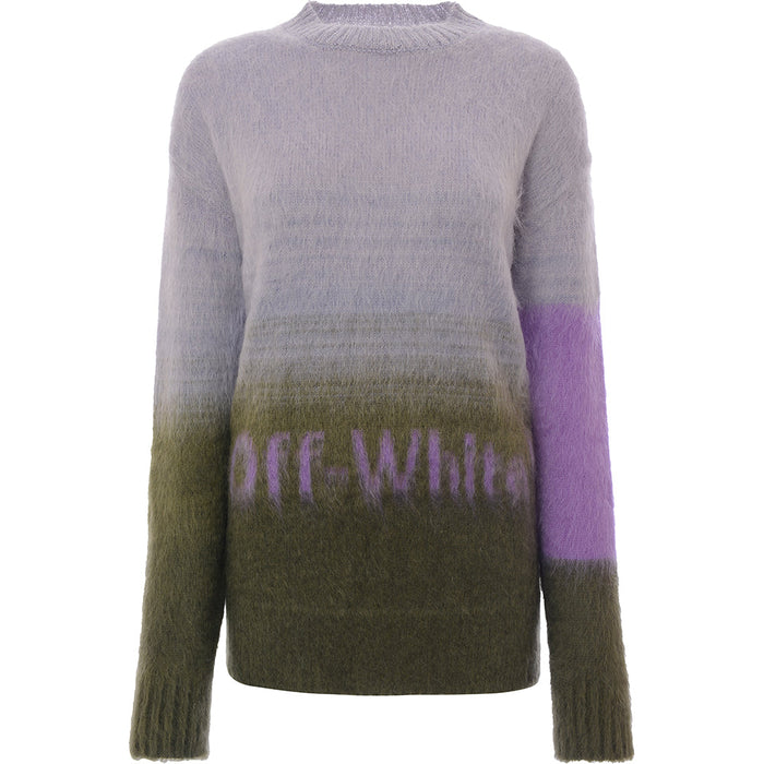 Womens Off-White Mohair Helvetica Logo Knitted Jumper in Green