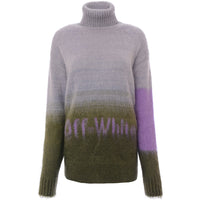 Womens Off-White Mohair Helvetica Logo Knitted Roll Neck in Green