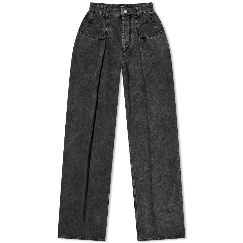 Womens Isabel Marant Vetea Baggy Jeans in Faded Black