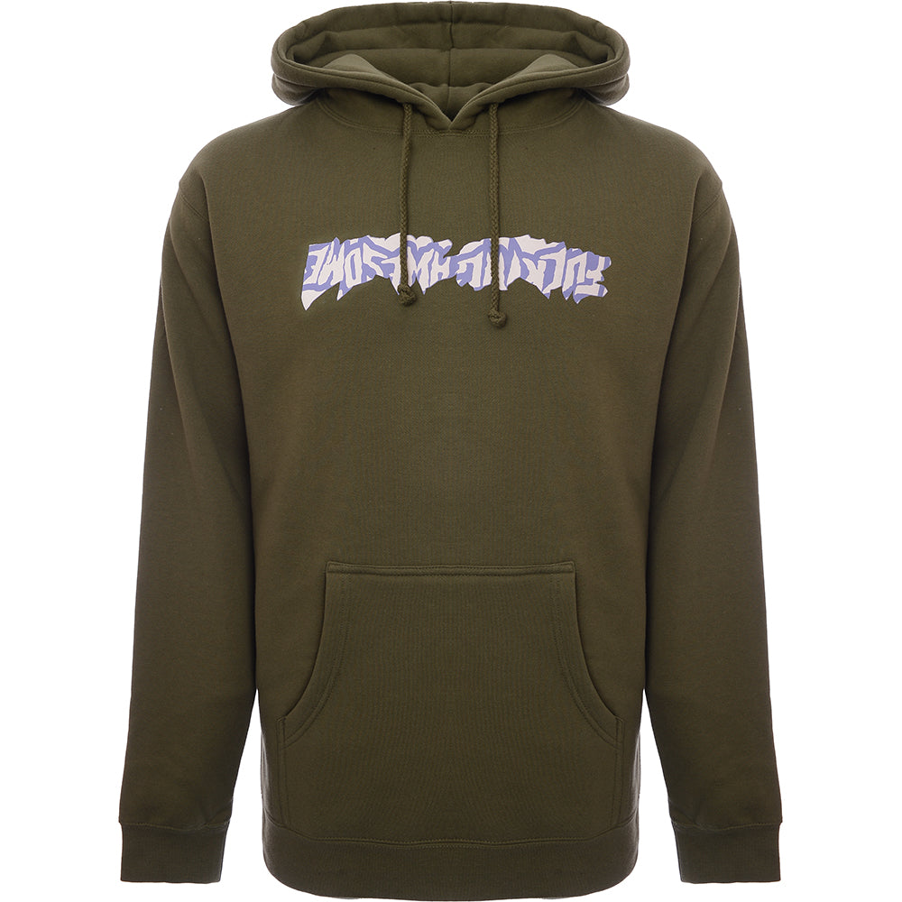 Mens FKN Awesome Cut Out Logo Hoodie in Army