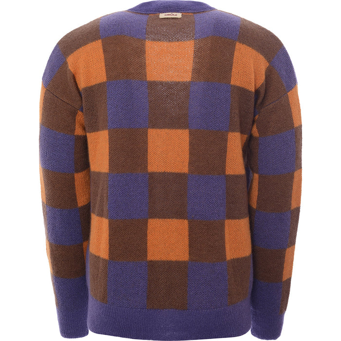 Mens Drôle de Monsieur Floral Mohair Crew Knit in Orange