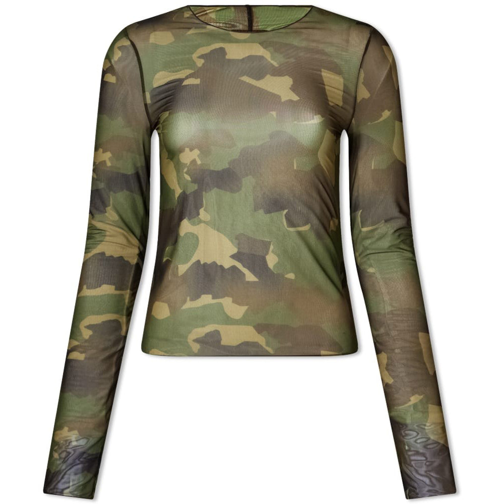 Womens Heron Preston Long Sleeve Camo Mesh Top
