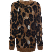 Womens Junya Watanabe Mohair Distressed Leopard Jumper in Beige