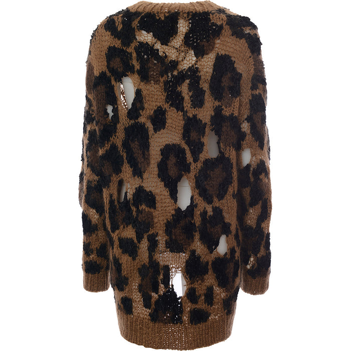 Womens Junya Watanabe Mohair Distressed Leopard Jumper in Beige