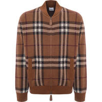 Mens Burberry Maltby Check Wool Bomber Jacket in Brown