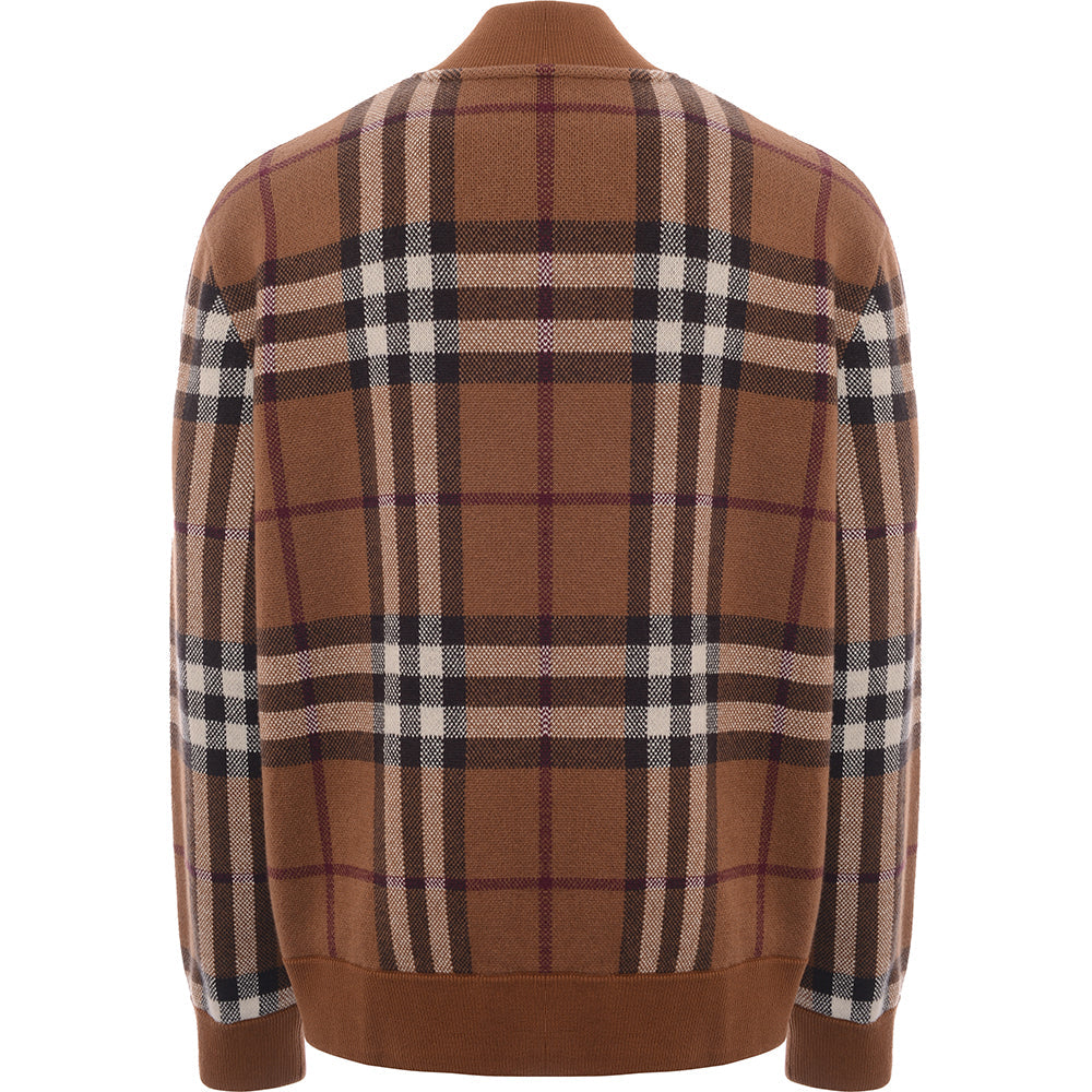 Mens Burberry Maltby Check Wool Bomber Jacket in Brown