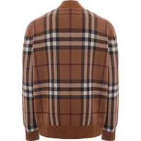 Mens Burberry Maltby Check Wool Bomber Jacket in Brown