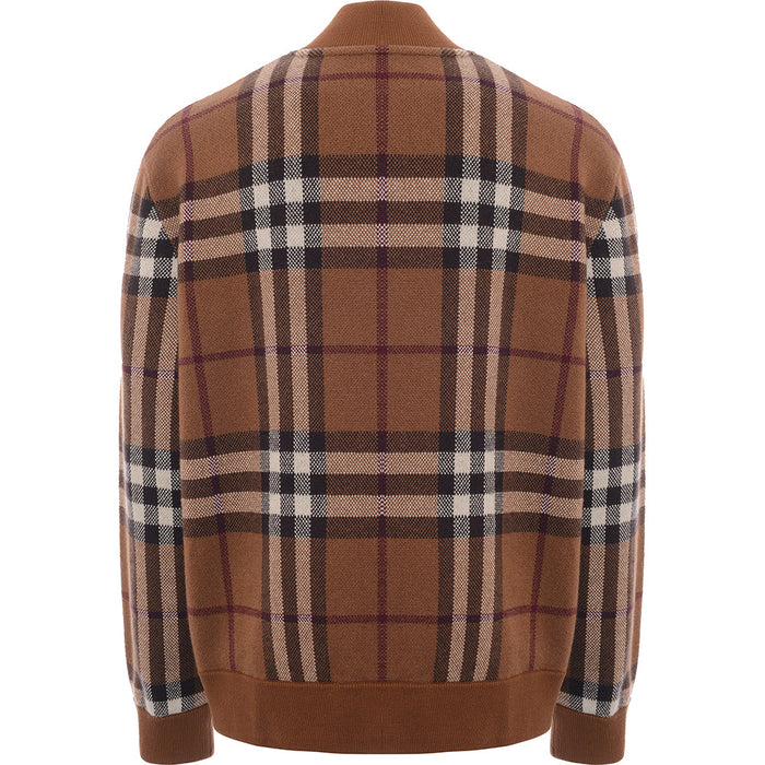 Mens Burberry Maltby Check Wool Bomber Jacket in Brown