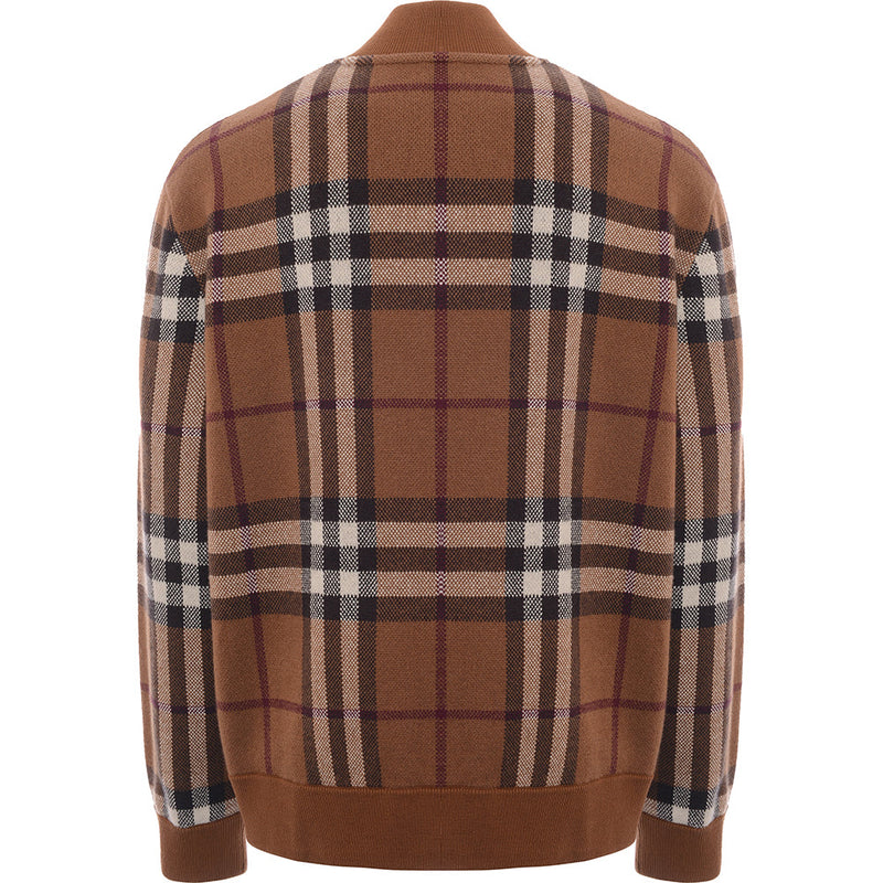 Mens Burberry Maltby Check Wool Bomber Jacket in Brown