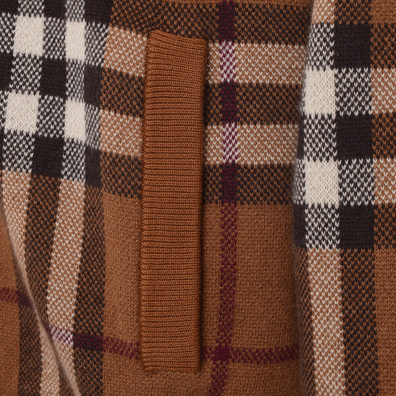 Mens Burberry Maltby Check Wool Bomber Jacket in Brown