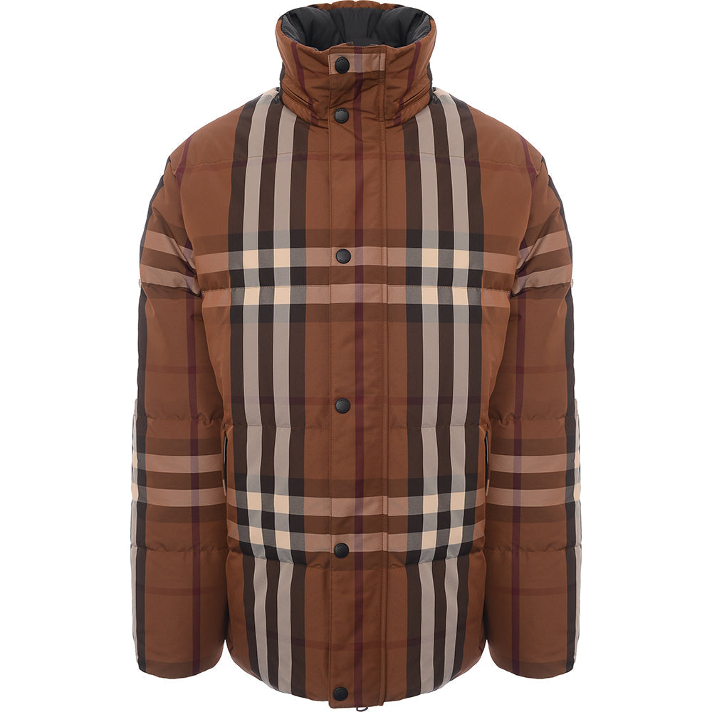 Mens Burberry Digby Reversible Check Down Jacket in Brown