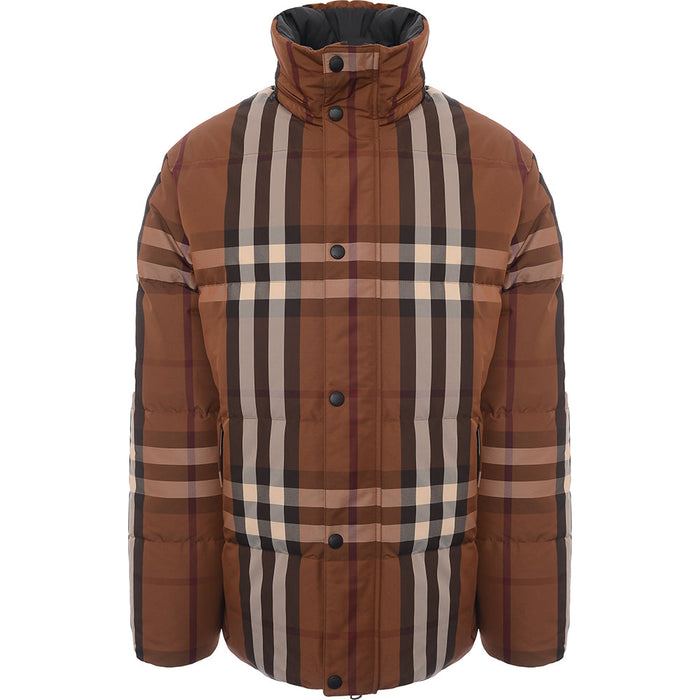 Mens Burberry Digby Reversible Check Down Jacket in Brown