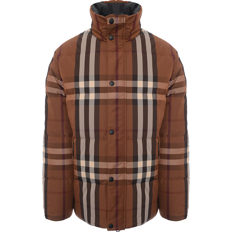 Mens Burberry Digby Reversible Check Down Jacket in Brown