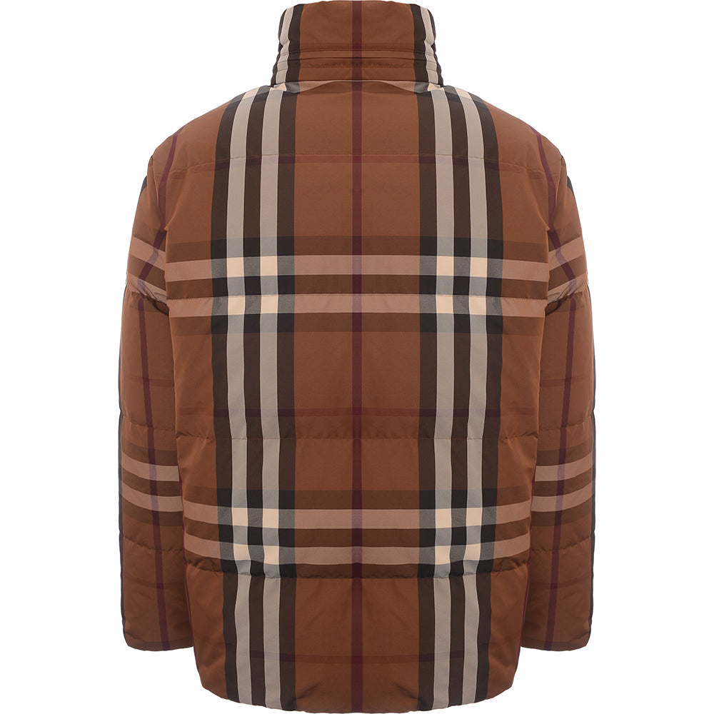 Mens Burberry Digby Reversible Check Down Jacket in Brown