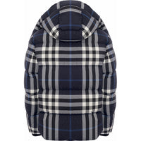 Mens Burberry Larrick Check Down Jacket in Navy