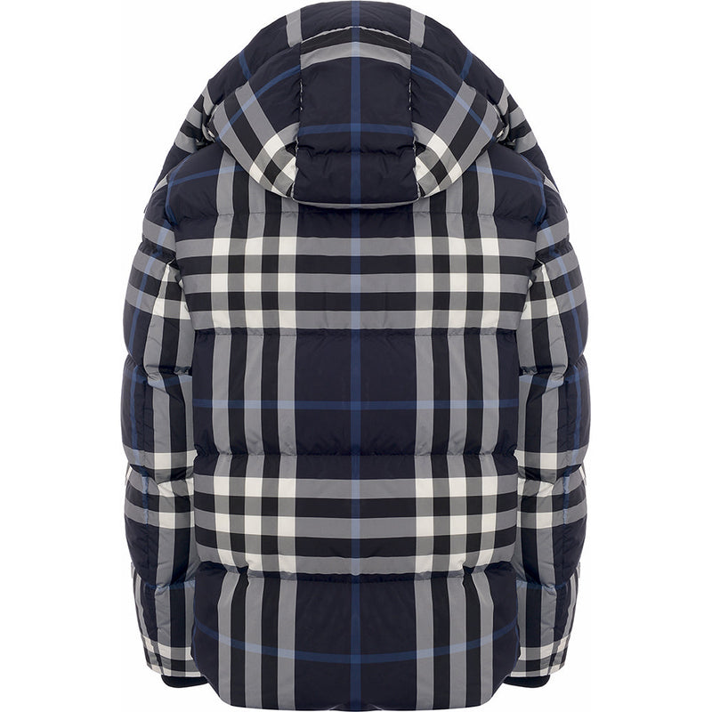 Mens Burberry Larrick Check Down Jacket in Navy