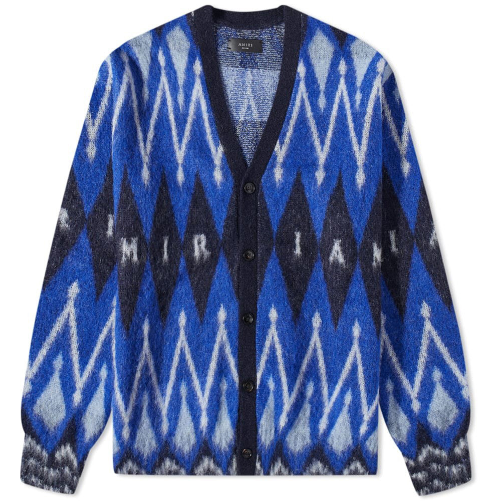 Mens AMIRI Argyle Mohair Cardigan