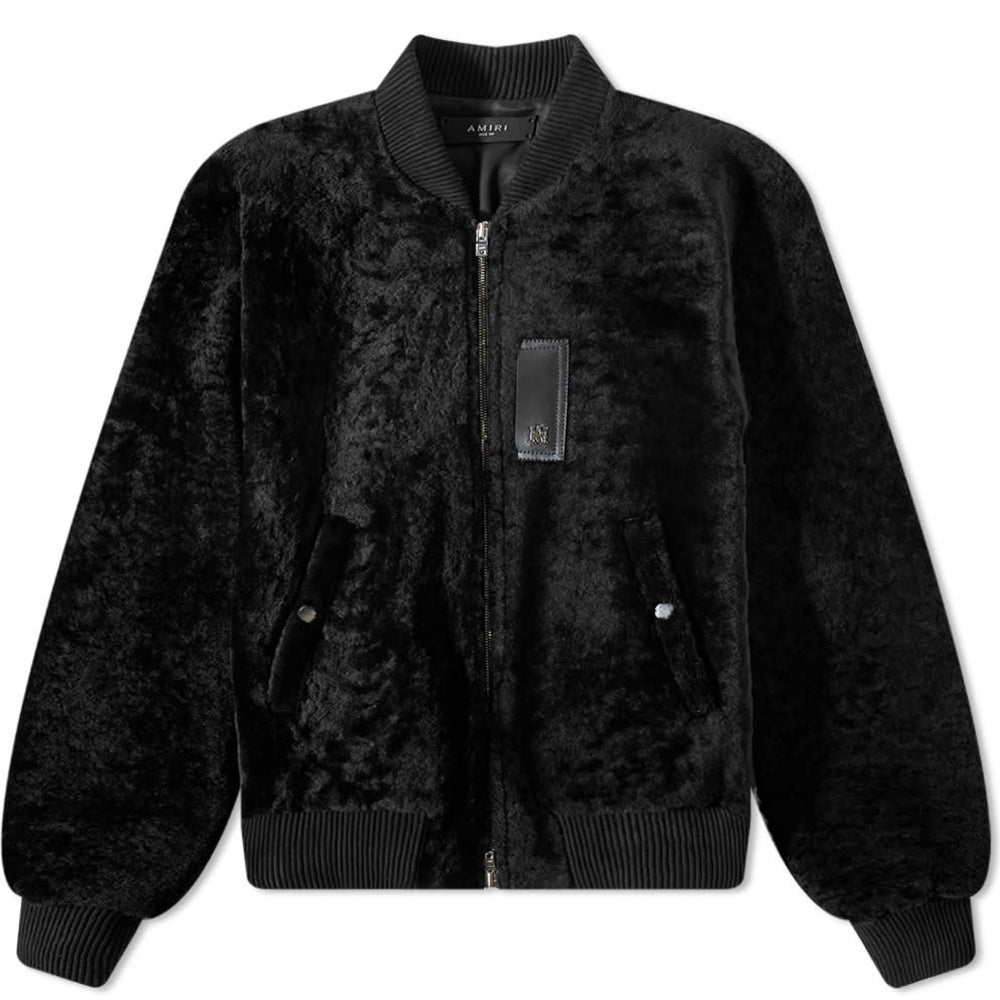 Mens AMIRI Zip Front Shearling Bomber Jacket