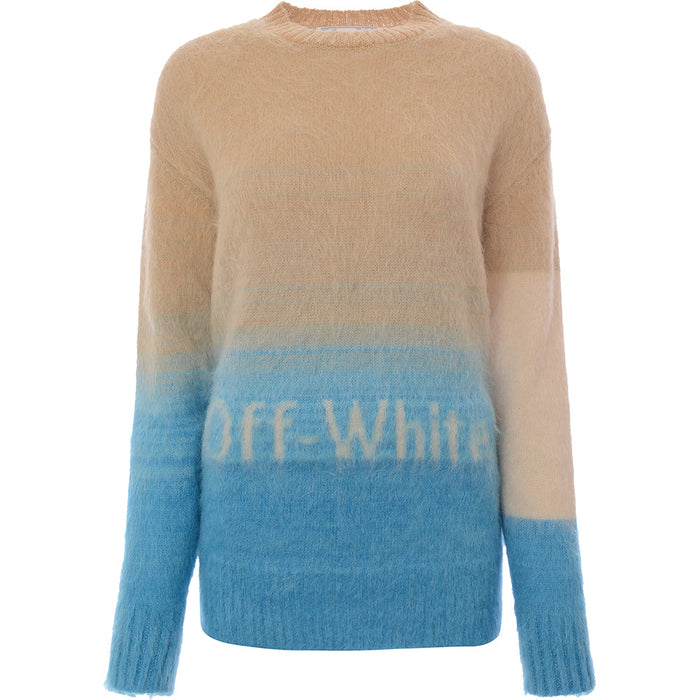 Womens Off-White Helvetica Logo Mohair Jumper in Multicoloured