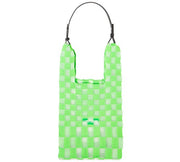 Womens LASTFRAME Sheer Ichimatsu Market Bag Medium - Neon Green & Clear