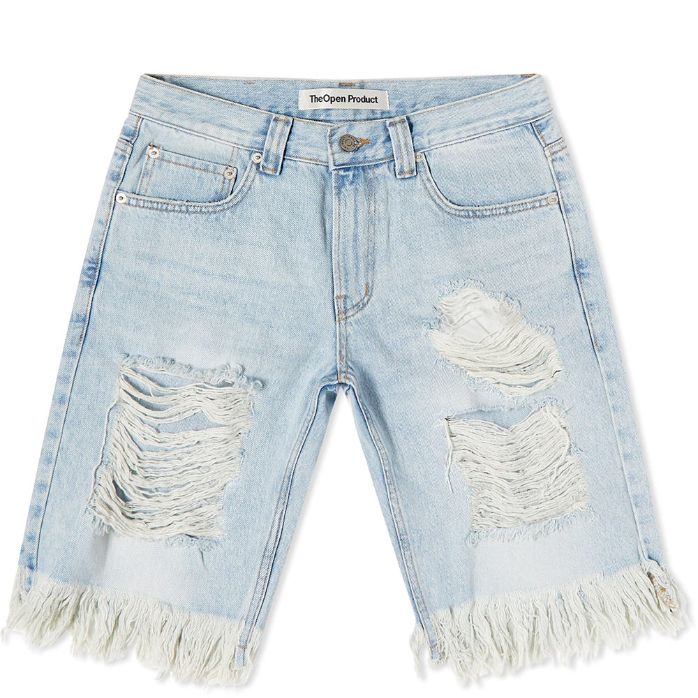 Womens OPEN YY Distressed Denim Shorts