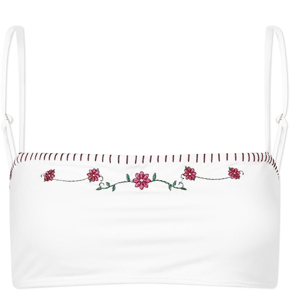 Womens Frankies Bikinis Tommy Floral Embroidered Bikini Top