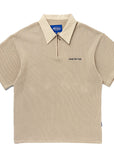 Awake Mens Open Knit Polo Cream