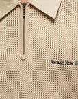 Awake Mens Open Knit Polo Cream