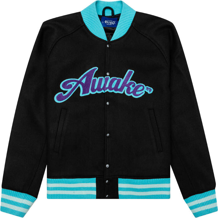 Awake Mens Melton Varsity Jkt Charc