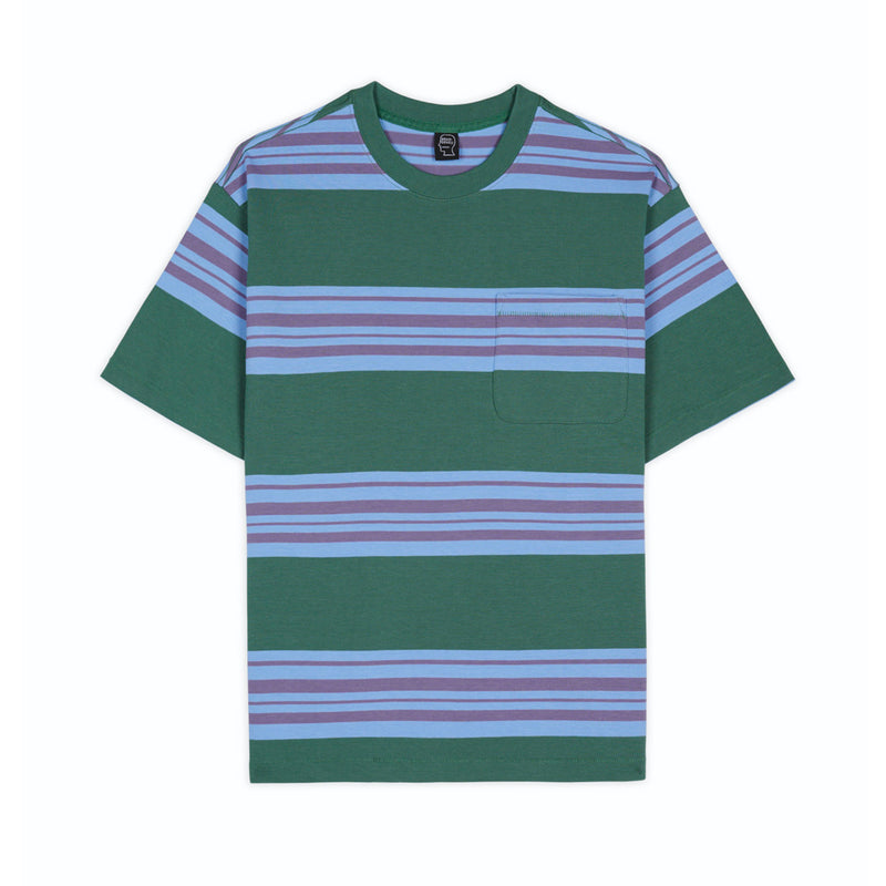 Brain Dead Men's Green Baker Striped Pocket T-Shirt