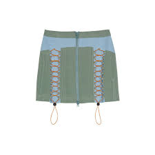 Womens Brain-Dead Bungee Mini Skirt In Seafoam