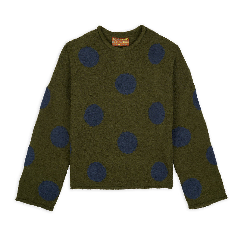 Brain Dead Men's Green Teddy Dot Knit Sweatshirt