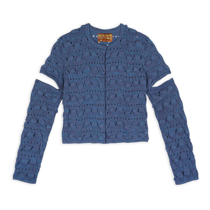 Brain Dead Women's Blue Bubble Knit Cardigan