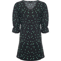 Wednesday's Girl Womens Scattered Spot Print Button Front Mini Dress