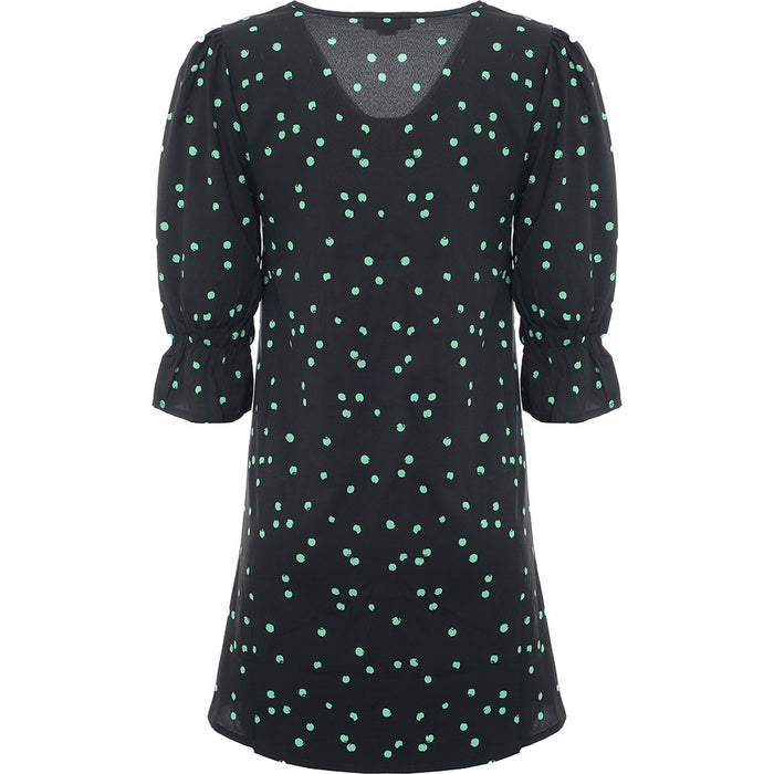 Wednesday's Girl Womens Scattered Spot Print Button Front Mini Dress